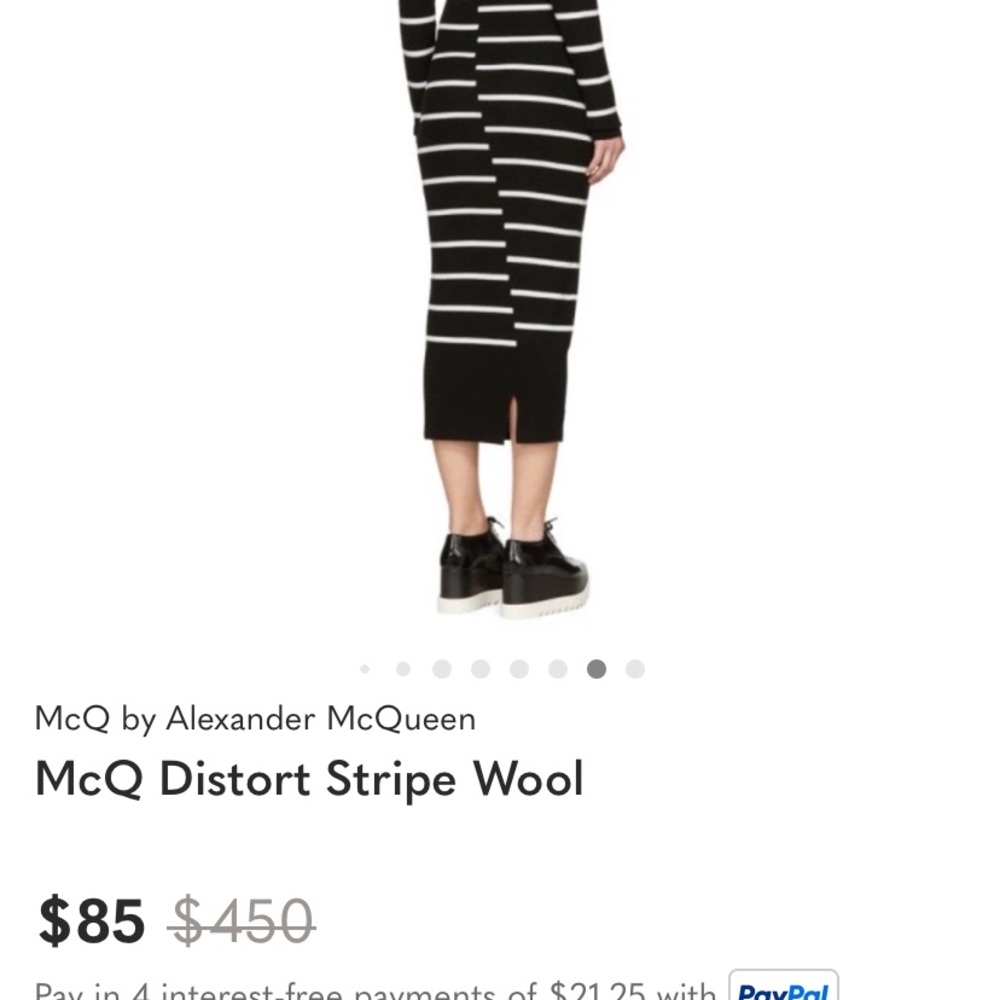 McQ by Alexander McQueen Black and White Striped Distort Midi Dress - Picture 13 of 13